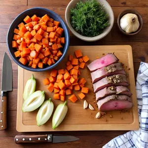 Рецепт Бульон из кабана с грушей и можжевельником - Подготовка мяса и овощей