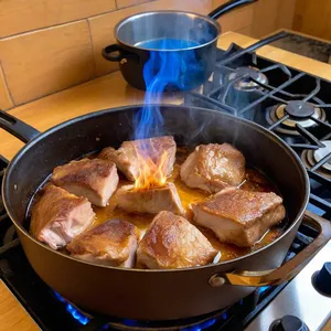 Рецепт Бульон из кролика с сельдереем и лавровым листом - Обжарка кролика