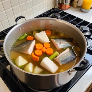 Рецепт Бульон из щуки с можжевельником и яблоком - Приготовление бульона