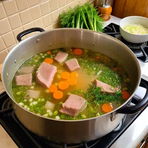 Рецепт Бульон из телятины с эстрагоном и луком-пореем - Приготовление бульона
