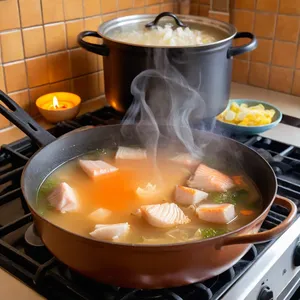 Рецепт Бульон с копченым лососем и васаби - Приготовление бульона