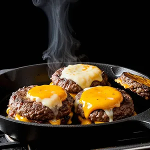 Рецепт Бургер с говядиной, фуагрой и гранатовым соусом - Обжарка котлет