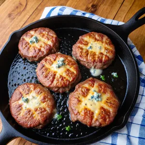 Рецепт Бургер с говядиной, грушей и сыром дорблю - Обжарка котлет