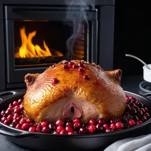 Рецепт Буженина с мёдом и брусникой в можжевеловом маринаде - Запекание буженины