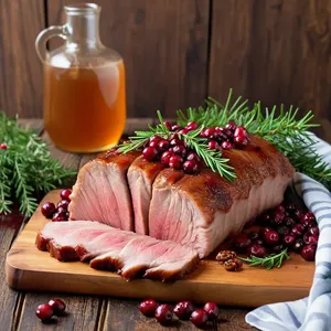 Рецепт Буженина с мёдом и брусникой в можжевеловом маринаде - Отдых и подача