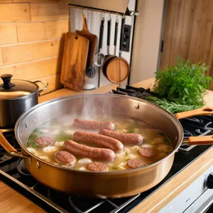 Рецепт Домашняя колбаса с апельсином и фенхелем - Варка колбасы
