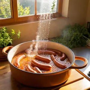 Рецепт Домашняя колбаса с барбарисом и шалфеем - Варка колбасы