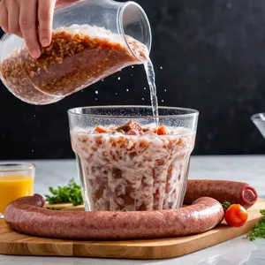 Рецепт Домашняя колбаса с беконом и розмарином - Добавление воды