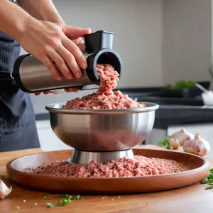 Рецепт Домашняя колбаса с черносливом и кориандром - Измельчение мяса и добавление специй