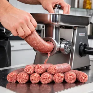 Рецепт Домашняя колбаса с чесноком и зеленью - Наполнение кишок фаршем