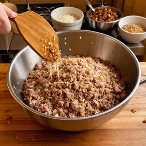 Рецепт Домашняя колбаса с финиками и имбирем - Приготовление фарша