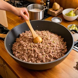 Рецепт Домашняя колбаса с грушей и кардамоном - Приготовление фарша