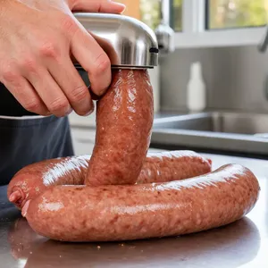Рецепт Домашняя колбаса с грушей и кардамоном - Наполнение колбасных кишок