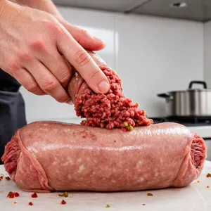 Рецепт Домашняя колбаса с клюквой и гвоздикой - Наполнение кишок фаршем