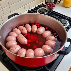 Рецепт Домашняя колбаса с клюквой и гвоздикой - Варка колбасы