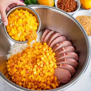 Рецепт Домашняя колбаса с манго и куркумой - Приготовление фарша