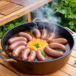 Рецепт Домашняя колбаса с сыром и пряными травами - Варка колбасы
