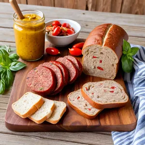Рецепт Домашняя колбаса с вялеными томатами и базиликом - Подача