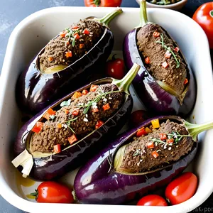 Рецепт Фаршированные баклажаны с бараниной и йогуртовым соусом - Фаршировка баклажанов