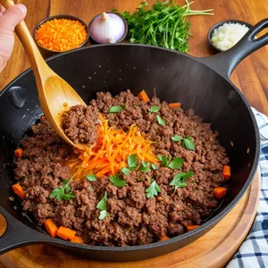 Рецепт Фаршированные баклажаны с говядиной и соусом из хрена - Приготовление фарша