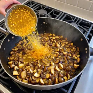 Рецепт Фаршированные баклажаны с грибами и сливочным соусом - Обжарка начинки