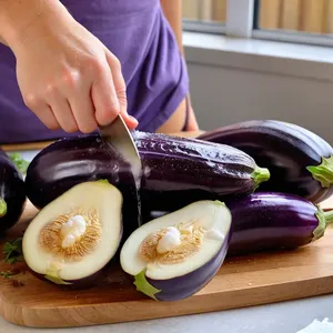 Рецепт Фаршированные баклажаны с хумусом и кедровыми орешками - Подготовка баклажанов