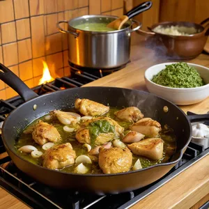 Рецепт Фаршированные баклажаны с курицей и соусом песто - Приготовление начинки