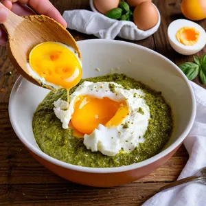Рецепт Фаршированные яйца с песто и кедровыми орешками - Приготовление начинки