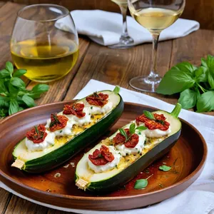 Рецепт Фаршированные цукини с козьим сыром и вялеными томатами - Подача