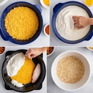 Рецепт Фиш-энд-чипс с хрустящей корочкой из пармезана и трюфельным соусом - Панировка рыбы