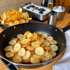 Рецепт Фиш-энд-чипс с хрустящей корочкой из пармезана и трюфельным соусом - Приготовление чипсов