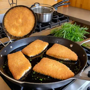 Рецепт Фиш-энд-чипс с хрустящей корочкой из пармезана и трюфельным соусом - Жарка рыбы
