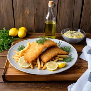 Рецепт Фиш-энд-чипс с хрустящей корочкой из пармезана и трюфельным соусом - Подача блюда