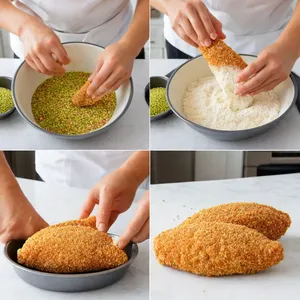 Рецепт Фиш-энд-чипс с корочкой из фисташек и мятным соусом - Панировка рыбы