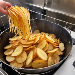 Рецепт Фиш-энд-чипс с корочкой из фисташек и мятным соусом - Приготовление чипсов