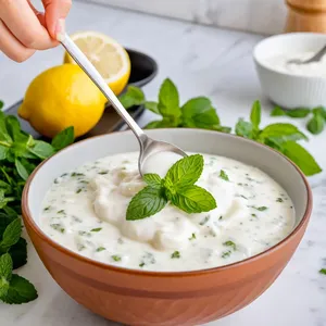 Рецепт Фиш-энд-чипс с корочкой из фисташек и мятным соусом - Приготовление мятного соуса