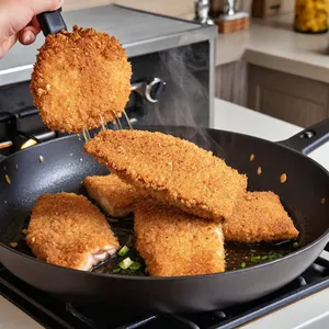 Рецепт Фиш-энд-чипс с корочкой из грецких орехов и медовой глазурью - Жарка рыбы
