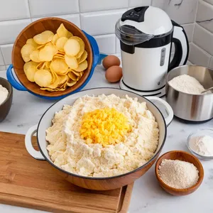 Рецепт Фиш-энд-чипс с корочкой из картофельных чипсов и соусом из зеленого лука - Приготовление панировки