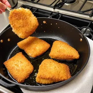 Рецепт Фиш-энд-чипс с корочкой из картофельных чипсов и соусом из зеленого лука - Жарка рыбы