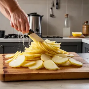 Рецепт Фиш-энд-чипс с кунжутной корочкой и соевым соусом - Подготовка картофеля