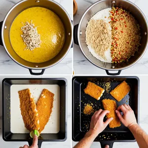Рецепт Фиш-энд-чипс с пикантной корочкой из сухарей чили-лайм - Панировка рыбы
