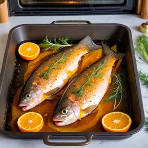 Рецепт Форель с апельсиновым глазуром и фенхелем - Запекание форели и фенхеля