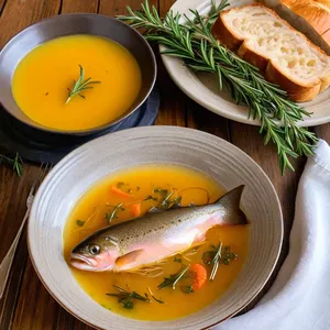 Рецепт Форель с шафрановым бульоном и розмарином - Подача