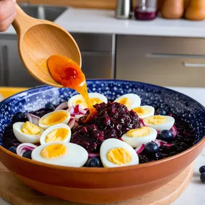 Рецепт Форшмак с копченой курицей и черничным соусом - Сборка форшмака