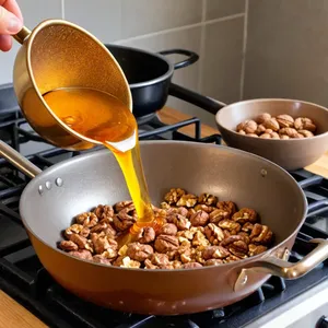 Рецепт Фруктовый салат с хурмой и грецким орехом под медово-коричной заправкой - Подготовка грецких орехов