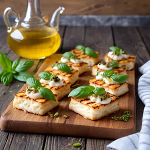 Рецепт Горячие канапе с баклажанами и сыром халуми - Подача и украшение