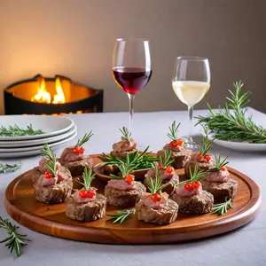 Рецепт Горячие канапе с ягненком и розмарином - Подача