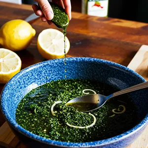 Рецепт Горячие канапе с кальмарами и соусом чимичурри - Приготовление соуса чимичурри