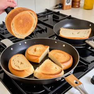 Рецепт Горячие канапе с лососем и сливочным сыром - Обжарка багета