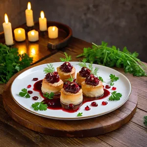 Рецепт Горячие канапе с перепелкой и клюквенным соусом - Подача блюда